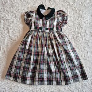 Florence Eiseman girls 4T Vintage silk plaid dress, lined tulle underlay VGUC